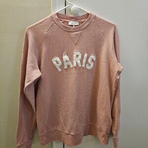 Sandro Paris Pink Crewneck Sweatshirt Small S Terry Logo Classic Comfy Casual
